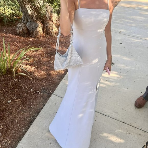 Amsale "Bray" Platinum Crepe Bridesmaid Dress - Picture 6 of 6